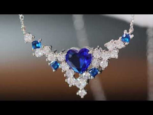 
            
                Load and play video in Gallery viewer, Sapphire Blue Diamond Heart Necklace | Womens Diamond Necklace | Sapphire Blue Diamond Pendant
            
        