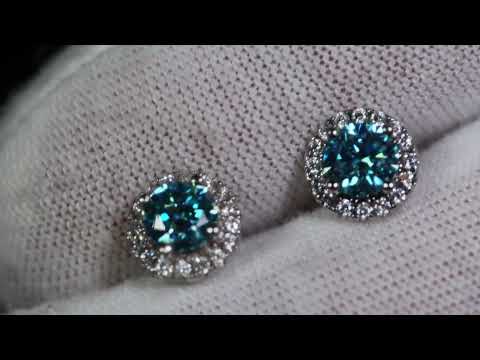 
            
                Load and play video in Gallery viewer, Blue Moissanite Diamond Ear Studs
            
        