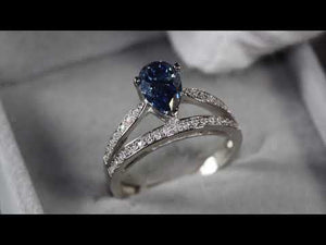 
            
                Load and play video in Gallery viewer, Blue Moissanite Diamond Engagement Ring | Sapphire Blue Diamond Ring
            
        