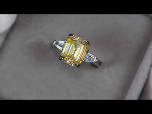 
            
                Load and play video in Gallery viewer, Yellow Emerald Cut Moissanite Diamond Ring
            
        