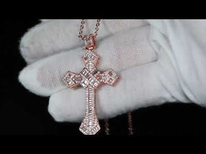 
            
                Load and play video in Gallery viewer, Rose Gold Baguette Diamond Cross Pendant
            
        