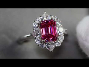 
            
                Load and play video in Gallery viewer, Womens Silver Pink Lab Diamond Ring
            
        