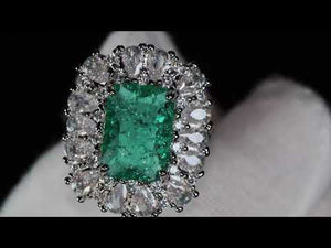 
            
                Load and play video in Gallery viewer, Womens Big Green Diamond Ring | Green Crushed Diamond Ring
            
        