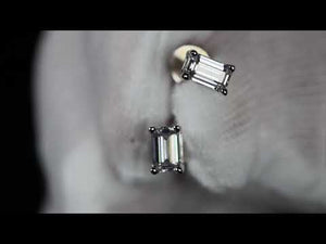 
            
                Load and play video in Gallery viewer, Womens Baguette Cut Moissanite Diamond Ear Studs
            
        