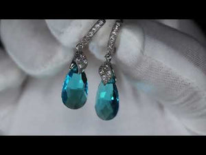 
            
                Load and play video in Gallery viewer, Pear Cut Diamond Earrings | Blue Teardrop Diamond Earrings
            
        
