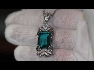 
            
                Load and play video in Gallery viewer, Blue Diamond Necklace | Womens Emerald Necklace | Blue Diamond Pendant
            
        