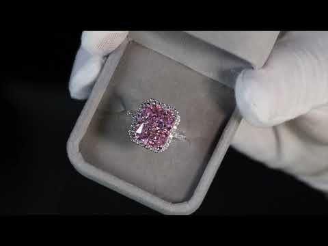
            
                Load and play video in Gallery viewer, 10.00ct Pink Diamond Ring | Pink Radiant Cut Diamond Engagement Ring
            
        