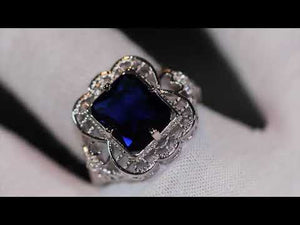 
            
                Load and play video in Gallery viewer, Womens Blue Diamond Ring | Blue Diamond Wedding Ring | Womens Big Ring
            
        