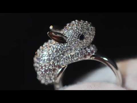 
            
                Load and play video in Gallery viewer, Rabbit Ring | Silver Rabbit Ring | Diamond Rabbit Rings | Pink Diamond Ring | Rabbit Ring
            
        