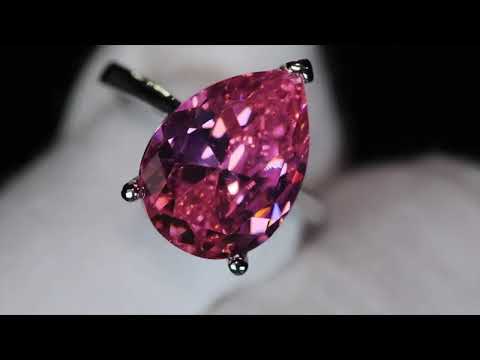 
            
                Load and play video in Gallery viewer, Big Pink Diamond Ring | Pink Pear Cut Diamond Ring
            
        