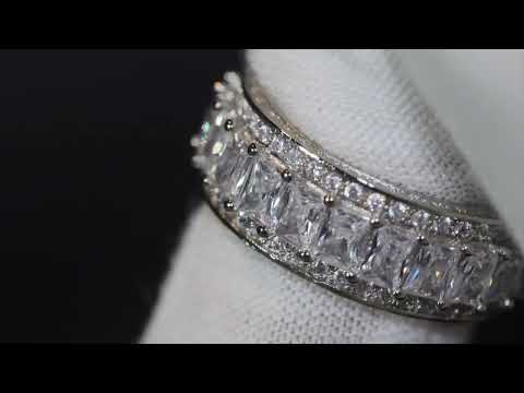 
            
                Load and play video in Gallery viewer, Baguette Ring | Silver Diamond Eternity Ring | Womens Wedding Band | Diamond Ring
            
        