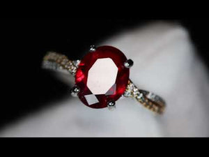 
            
                Load and play video in Gallery viewer, Ruby Ring | Womens Red Diamond Ring | Red Oval Diamond Ring
            
        