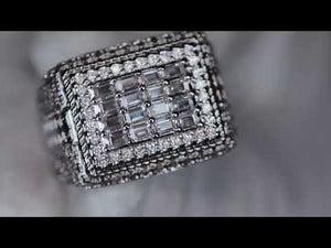 
            
                Load and play video in Gallery viewer, Mens Silver Baguette Cut Diamond Ring
            
        