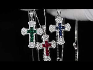 
            
                Load and play video in Gallery viewer, Princess Cut Diamond Cross Pendant
            
        