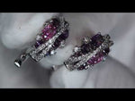 Womens Pink Diamond Ear Studs, Womens Purple Diamond Ear Studs
