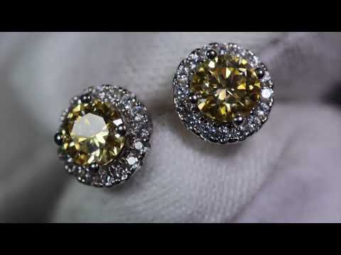 
            
                Load and play video in Gallery viewer, Yellow Moissanite Diamond Ear Studs
            
        