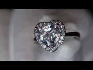 
            
                Load and play video in Gallery viewer, Silver Diamond Heart Ring | Hear Cut Diamond Ring
            
        