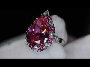 
            
                Load and play video in Gallery viewer, Pink Diamond Ring | Pink Pear Cut Diamond Ring
            
        