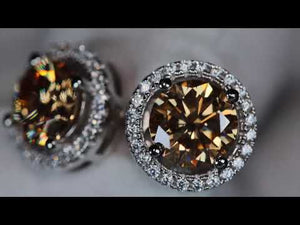 
            
                Load and play video in Gallery viewer, Moissanite Champagne Diamond Ear Studs
            
        