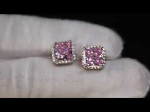 
            
                Load and play video in Gallery viewer, 4.0ct Pink Diamond Ear Studs | Pink Radiant Diamond Ear Studs
            
        