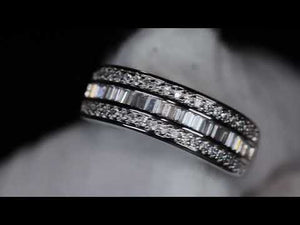 
            
                Load and play video in Gallery viewer, Mens Wedding Ring | Womens Wedding Band | Baguette Diamond Wedding Band
            
        