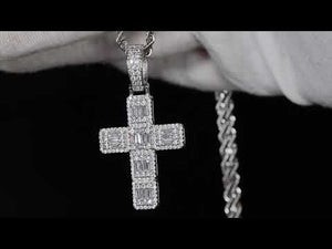 
            
                Load and play video in Gallery viewer, mens Baguette Diamond Cross Pendant
            
        