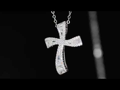 
            
                Load and play video in Gallery viewer, Small Baguette Diamond Cross Pendant
            
        