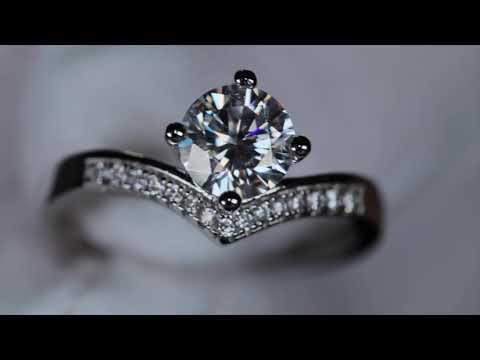 
            
                Load and play video in Gallery viewer, Moissanite Diamond Wishbone Engagement Ring
            
        