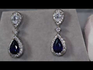 
            
                Load and play video in Gallery viewer, Blue Pear Cut Diamond Earrings | Womens Sapphire Earrings | Sapphire Blue Earrings
            
        