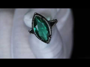 
            
                Load and play video in Gallery viewer, Womens Green Marquise Diamond Ring, Big Green Diamond Ring
            
        