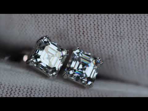 
            
                Load and play video in Gallery viewer, Moissanite Asscher Cut Diamond Earrings
            
        