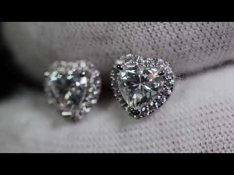 
            
                Load and play video in Gallery viewer, Moissanite Diamond Heart Ear Studs 
            
        