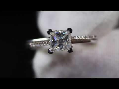 
            
                Load and play video in Gallery viewer, Silver Princess Cut Moissanite Diamond Ring
            
        