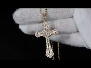 
            
                Load and play video in Gallery viewer, Gold Baguette Diamond Cross Pendant
            
        