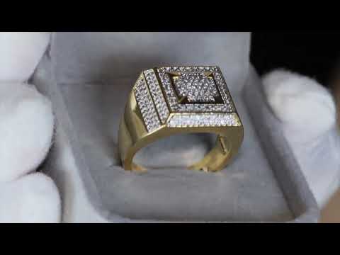 
            
                Load and play video in Gallery viewer, Mens Gold Iced Out Ring | Mens Big Gold Diamond Ring
            
        