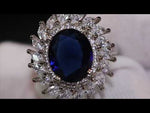 Sapphire Blue Diamond Ring | Blue Diamond Engagement Ring | Sapphire Blue Ring | Blue Wedding Ring | Blue Diamond Ring with halo | Halo Ring
