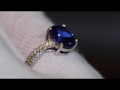 
            
                Load and play video in Gallery viewer, Blue Oval Diamond Ring | Blue Diamond Wedding Ring
            
        