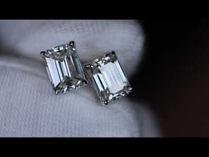 
            
                Load and play video in Gallery viewer, Moissanite Emerald Cut Diamond Ear Studs
            
        