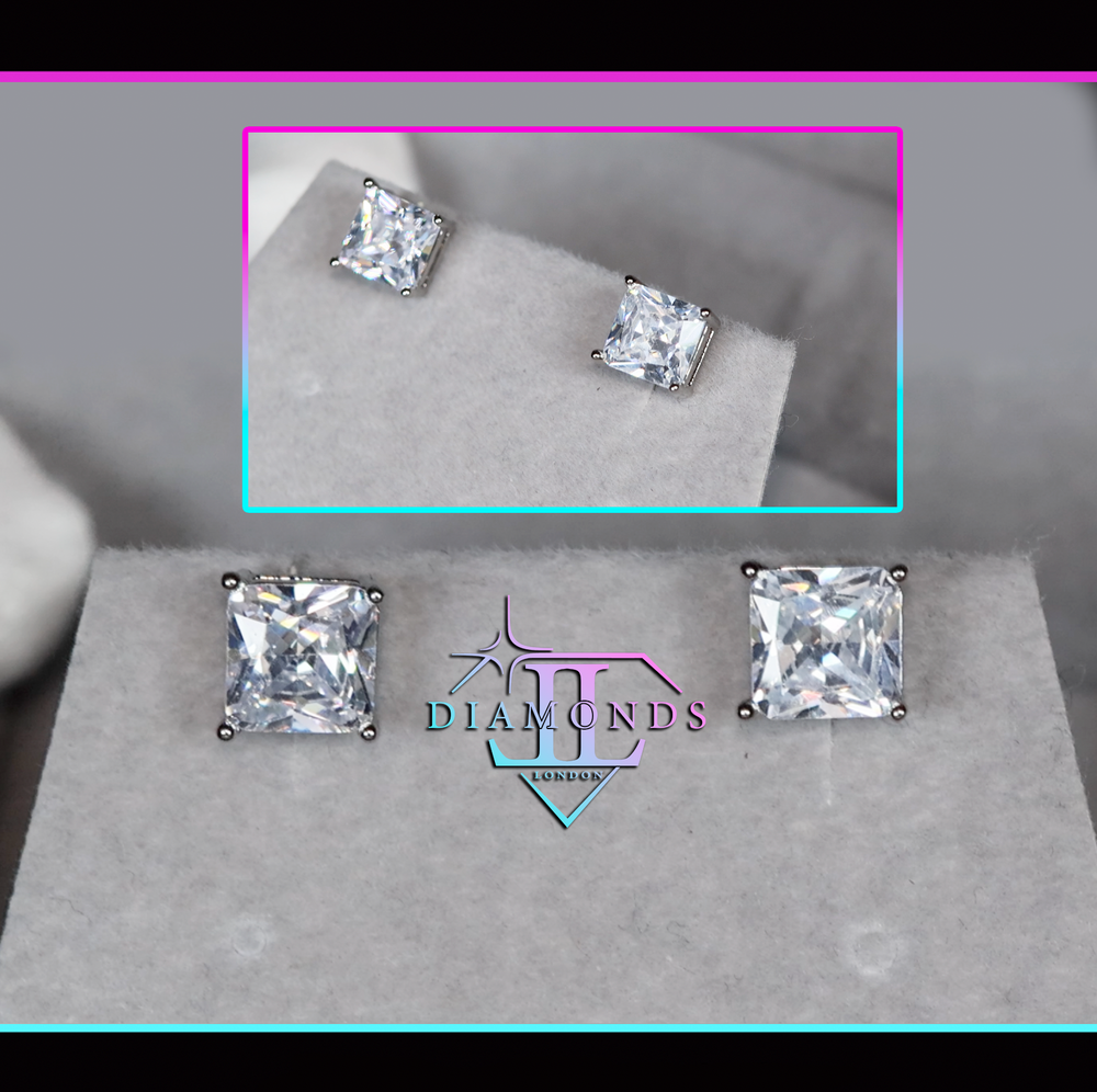 Ear Studs | Princess Cut Ear Studs | Princess Cut Diamond Ear Studs