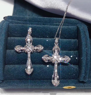 Silver diamante 2025 cross necklace