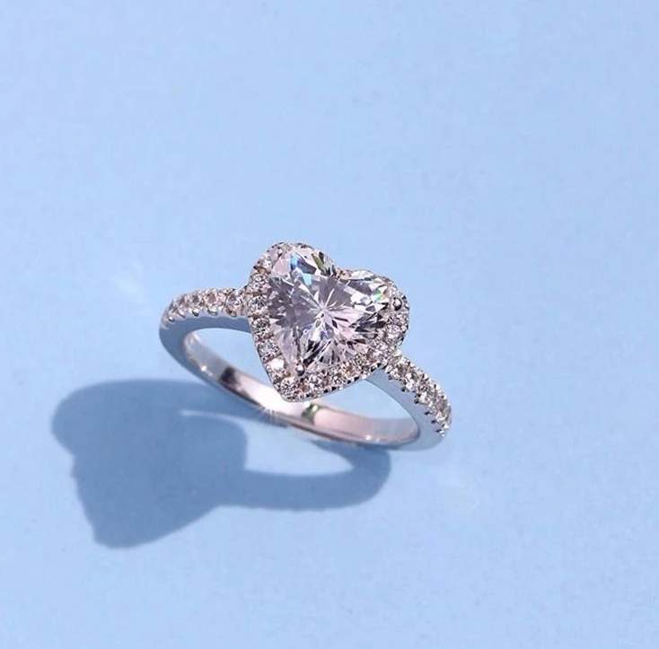 heart ring with diamonds