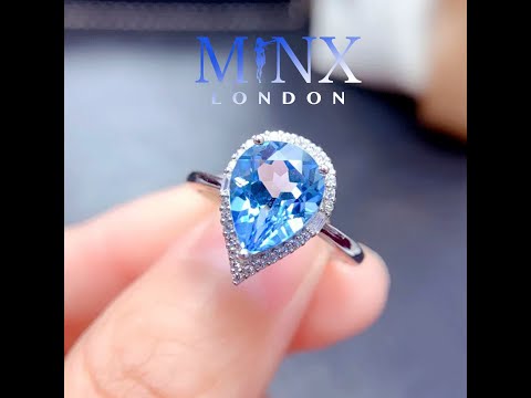 
            
                Load and play video in Gallery viewer, Aquamarine Ring | Blue Diamond Ring | Teardrop Ring
            
        