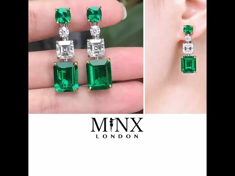 Green Diamond Earrings | Emerald Green Earrings | Emerald Diamond Earrings | Classy Earrings | Womens Earrings | Emerald Earrings