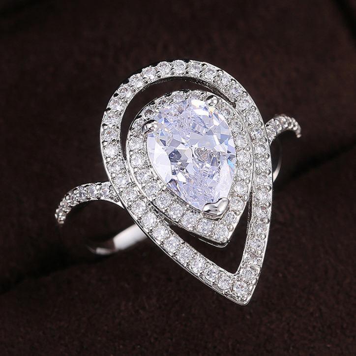 Halo Pear Engagement Ring 