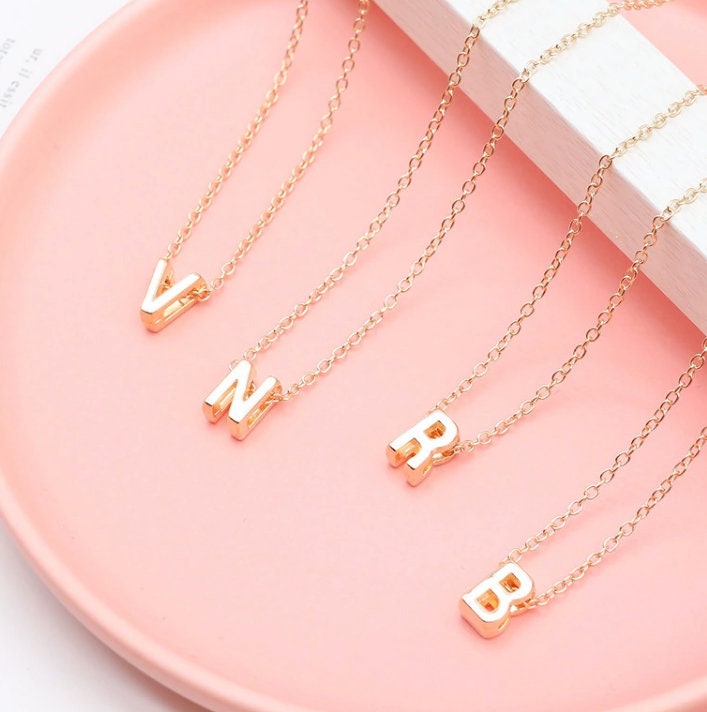 Minx London 14K Gold Plated Letter Pendant and Necklace (Personalised Gold Chain Pendant and Necklace Gift For Her Initial Alphabet Card)