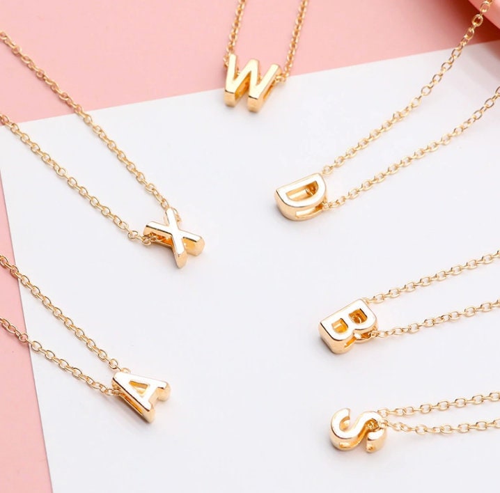 Minx London 14K Gold Plated Letter Pendant and Necklace (Personalised Gold Chain Pendant and Necklace Gift For Her Initial Alphabet Card)