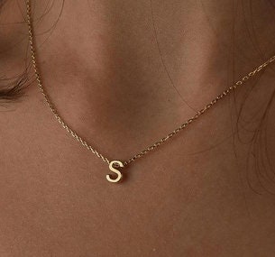 Minx London 14K Gold Plated Letter Pendant and Necklace (Personalised Gold Chain Pendant and Necklace Gift For Her Initial Alphabet Card)