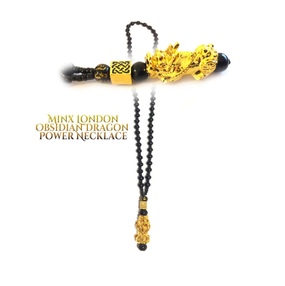 
            
                Load image into Gallery viewer, Obsidian Necklace | Obsidian Beaded Chain | Buddha Necklace | Pi Xue Necklace | Feng Shui Necklace | Good Luck Necklace | Chinese Necklace
            
        