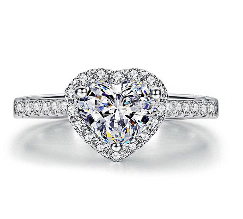 Heart Ring, Promise Ring, Eternity Ring, Heart Shaped Ring, Heart Shape Ring, Diamond Heart Ring, Heart Ring with Diamonds.