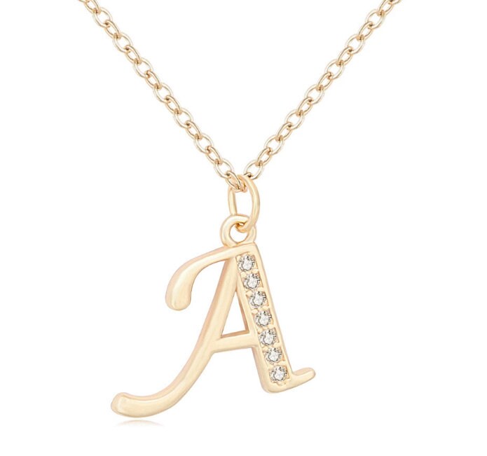 Minx London 18K Gold Plated Letter Pendant and Necklace (Personalised Chain cubic zirconia Gift For Her Initial Alphabet Card)